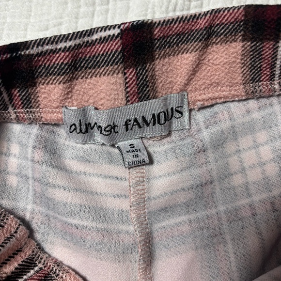 Almost Famous Pink and Black Plaid Pajama Set - Picture 3 of 7